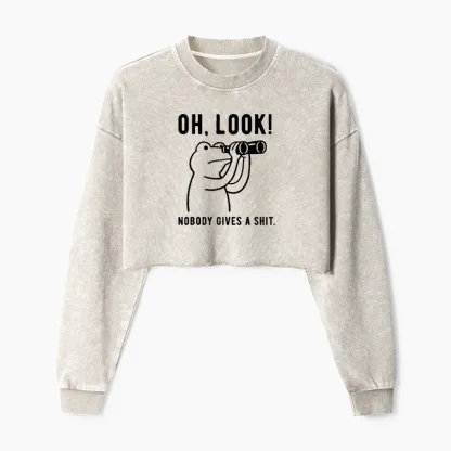 Tokyo-Tiger Frog of Indifference Washed Crop Sweatshirt