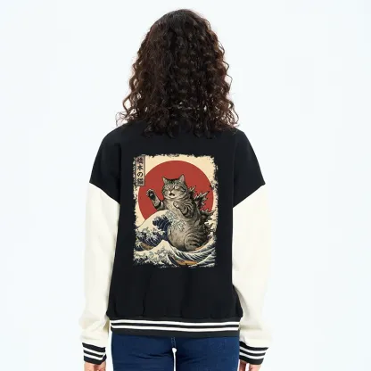 Tokyo-Tiger Catzilla Is Causing Destruction Embroidery Varsity Jacket