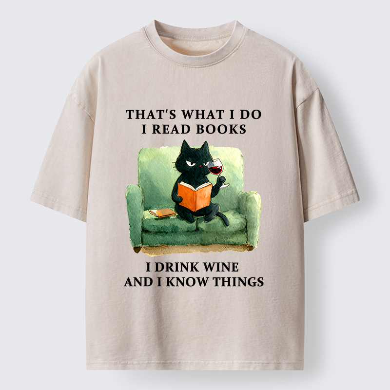 Tokyo-Tiger Cat That Reads And Drinks Washed T-Shirt