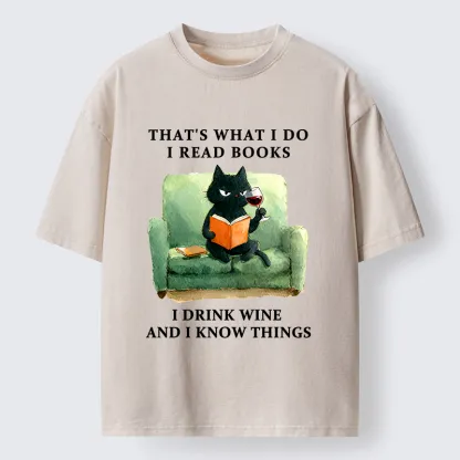 Tokyo-Tiger Cat That Reads And Drinks Washed T-Shirt