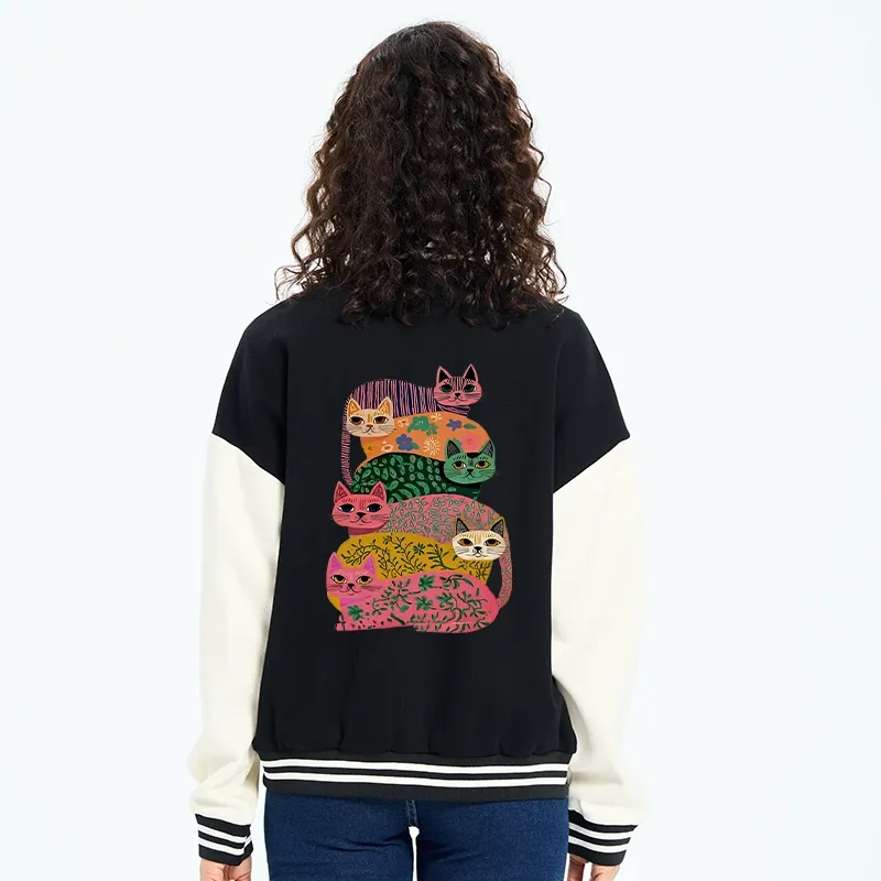 Tokyo-Tiger Colorful Cats Embroidery Varsity Jacket
