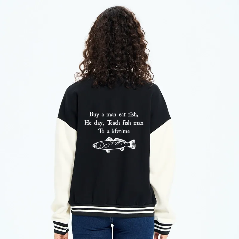 Tokyo-Tiger Man Eat Fish Meme Embroidery Varsity Jacket