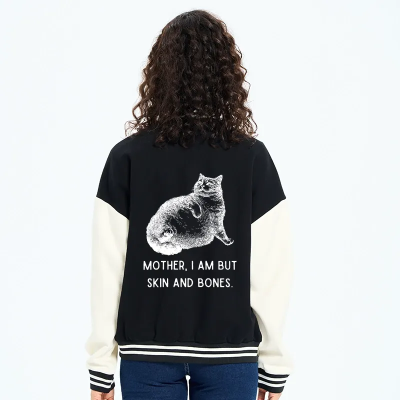 Tokyo-Tiger Skin & Bones Cat Embroidery Varsity Jacket