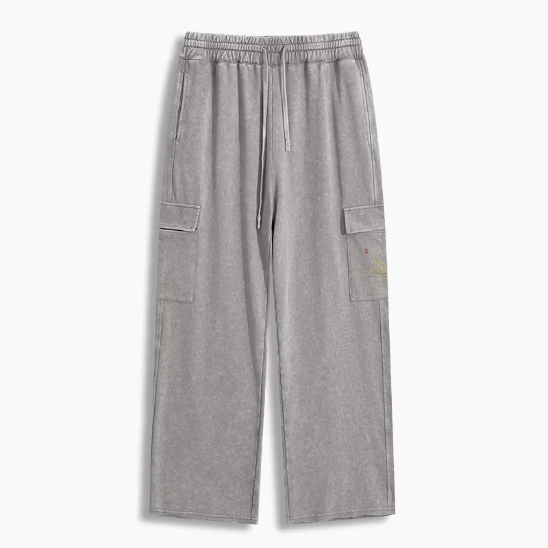 Tokyo-Tiger Retro Octopus Japanese Washed Utility Sweatpants