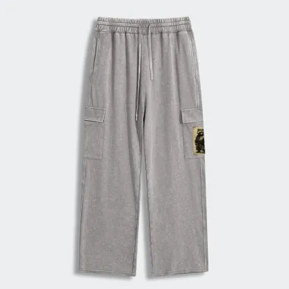 Tokyo-Tiger Retro Raccoon Samurai Washed Utility Sweatpants