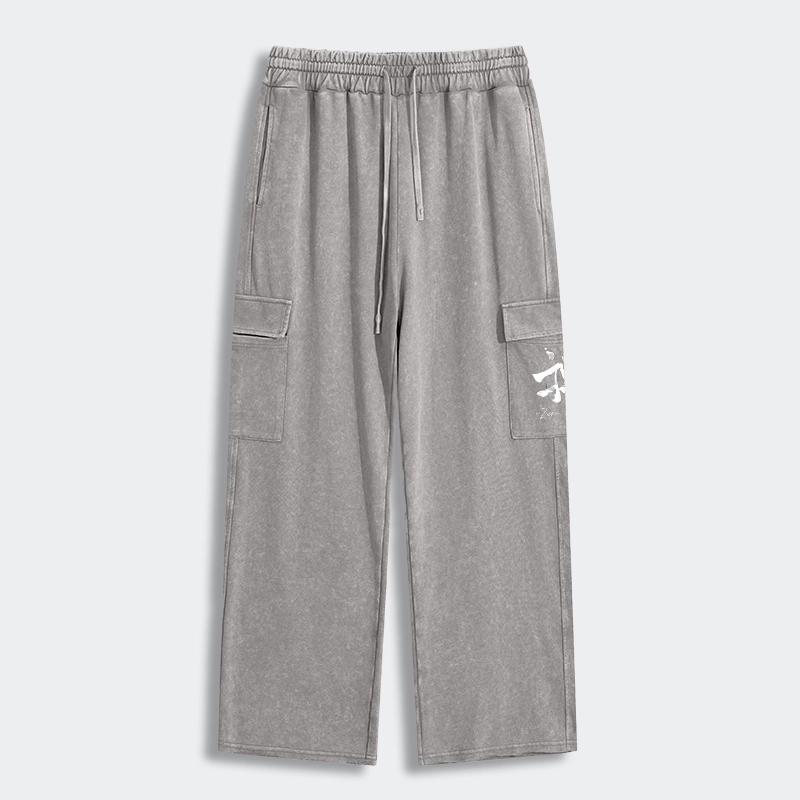 Tokyo-Tiger Zen Texts Washed Utility Sweatpants