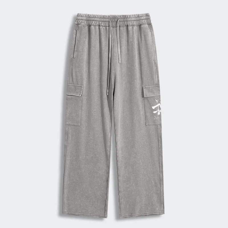 Tokyo-Tiger Zen Texts Washed Utility Sweatpants