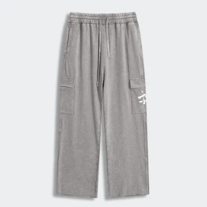 Tokyo-Tiger Zen Texts Washed Utility Sweatpants