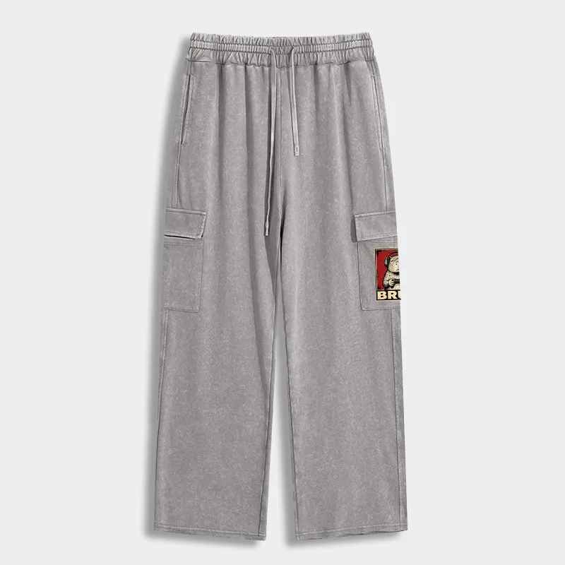 Tokyo-Tiger Funny Capybara Playing Games Washed Utility Sweatpants