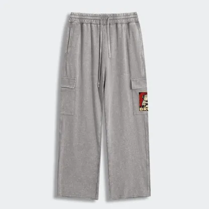 Tokyo-Tiger Funny Capybara Playing Games Washed Utility Sweatpants