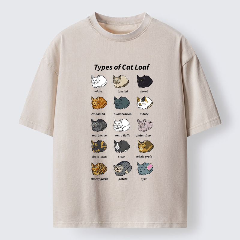 Tokyo-Tiger Various Cat-shaped Breads Washed T-Shirt