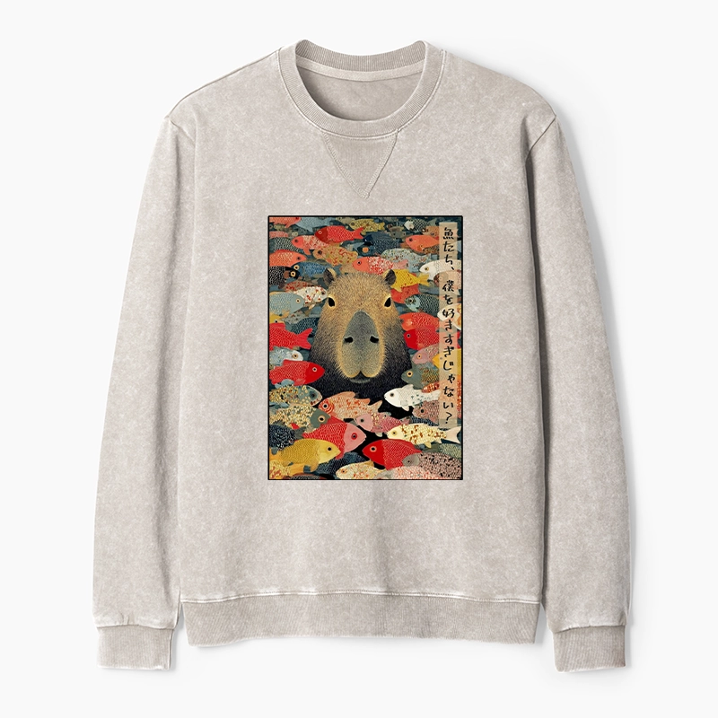 Tokyo-Tiger Am I Too Lovable? Washed Terry Sweatshirt
