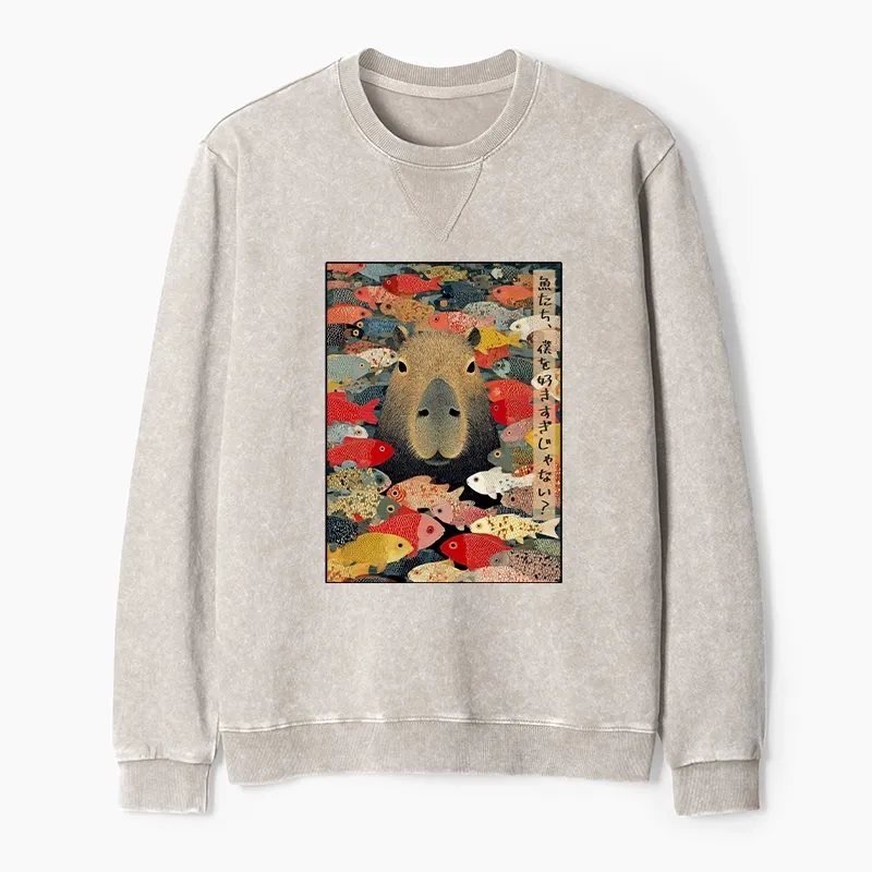 Tokyo-Tiger Am I Too Lovable? Washed Terry Sweatshirt Sale