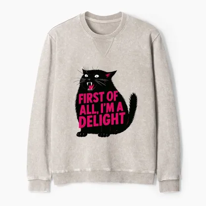 Tokyo-Tiger Roaring Black Cat Washed Terry Sweatshirt