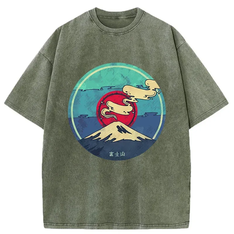 Tokyo-Tiger Fujisan Records Washed T-Shirt