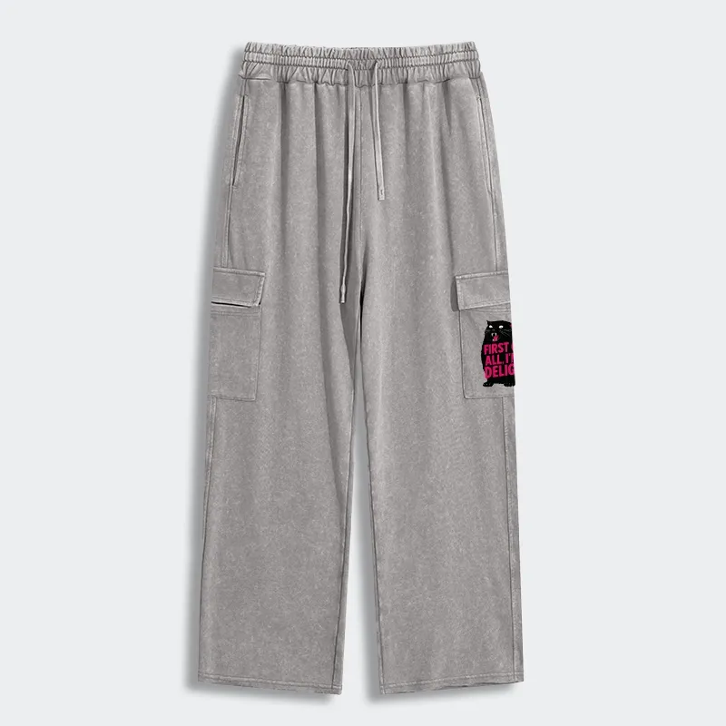 Tokyo-Tiger Roaring Black Cat Washed Utility Sweatpants Sale
