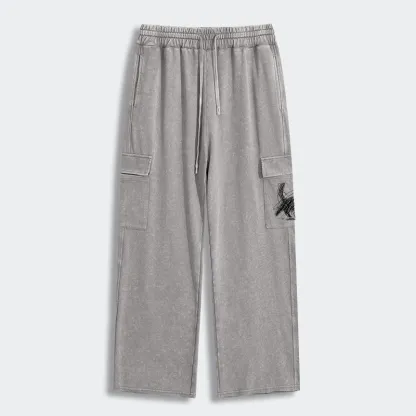 Tokyo-Tiger Minimalist Cat Art Washed Utility Sweatpants