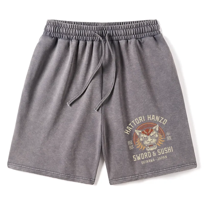 Tokyo-Tiger Hattori Lion Japanese Samurai Washed Shorts