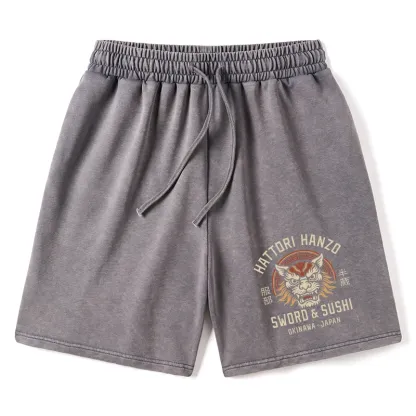 Tokyo-Tiger Hattori Lion Japanese Samurai Washed Shorts