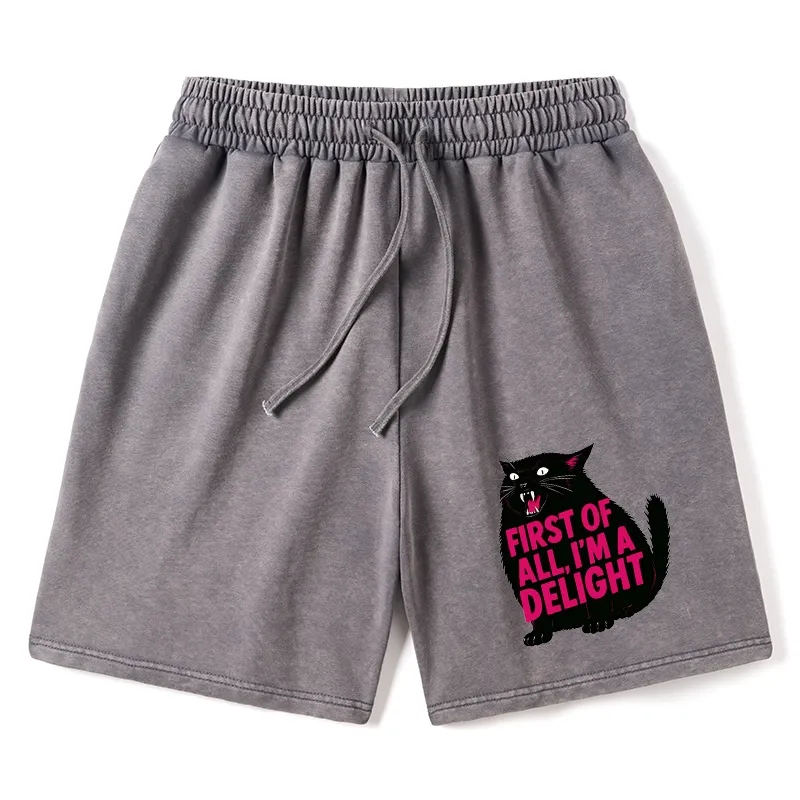 Tokyo-Tiger Roaring Black Cat Washed Shorts Sale