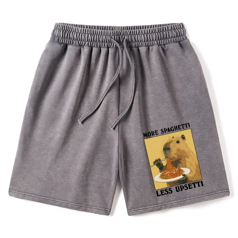 Tokyo-Tiger Capybara Eating Pasta Washed Shorts Sale