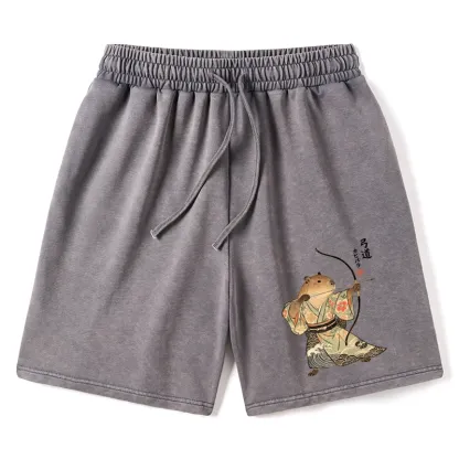 Tokyo-Tiger Capybara Archery Washed Shorts