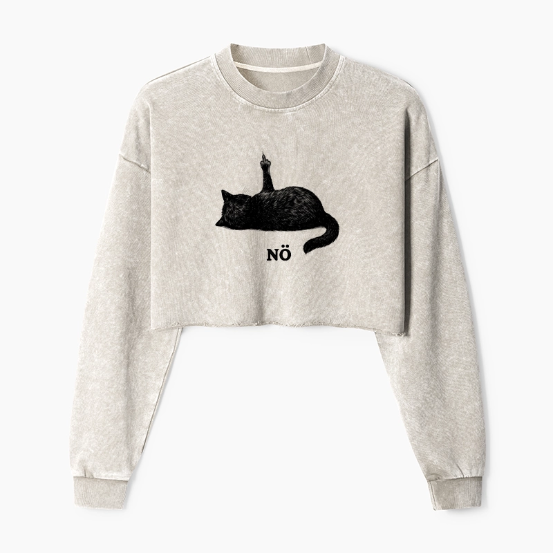 Tokyo-Tiger Cat Refused Washed Crop Sweatshirt