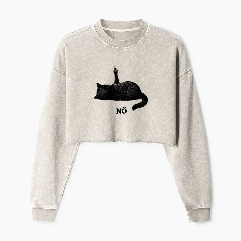 Tokyo-Tiger Cat Refused Washed Crop Sweatshirt Sale