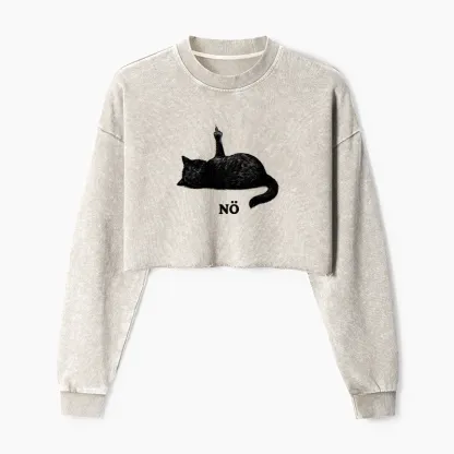Tokyo-Tiger Cat Refused Washed Crop Sweatshirt
