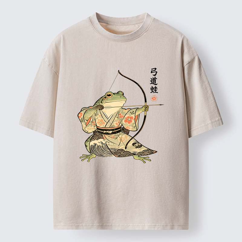 Tokyo-Tiger Frog Shooting Arrows Washed T-Shirt