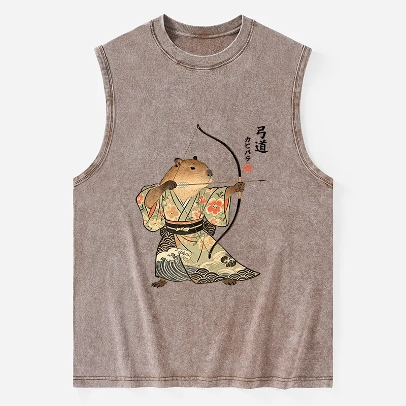 Tokyo-Tiger Capybara Archery Washed Tank