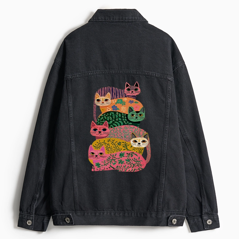 Tokyo-Tiger Colorful Cats Jean Jacket