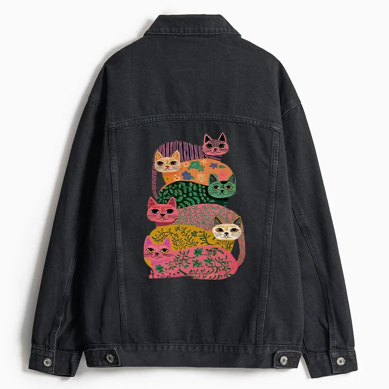 Tokyo-Tiger Colorful Cats Jean Jacket