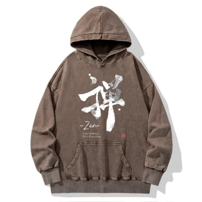 Tokyo-Tiger Zen Texts Washed Hoodie