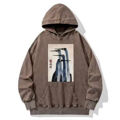 Tokyo-Tiger Retro Sandhill Crane Washed Hoodie