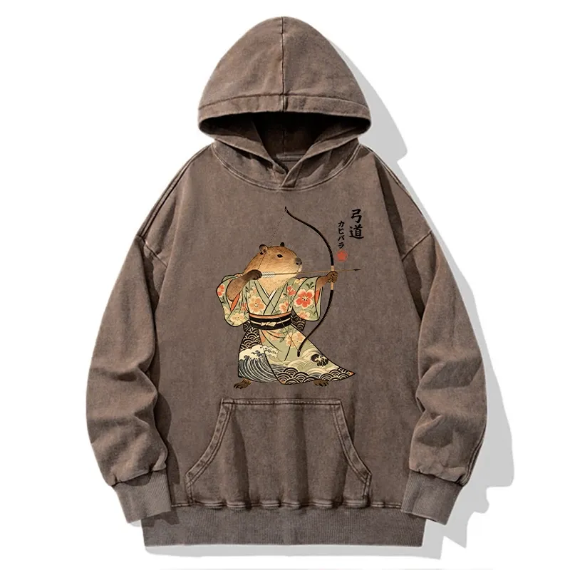 Tokyo-Tiger Capybara Archery Washed Hoodie