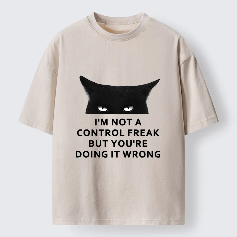 Tokyo-Tiger Control Freak Funny Washed T-Shirt Sale