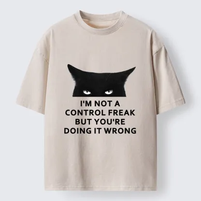 Tokyo-Tiger Control Freak Funny Washed T-Shirt