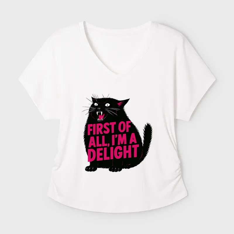 Tokyo-Tiger Roaring Black Cat Modal Dolman Sleeve T-Shirt