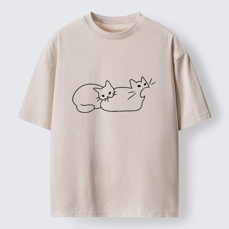 Tokyo-Tiger Cat Bites Cat Washed T-Shirt