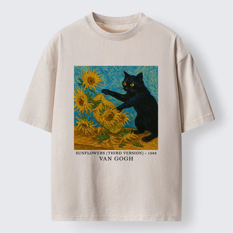 Tokyo-Tiger Van Gogh's Black Cat Washed T-Shirt Sale