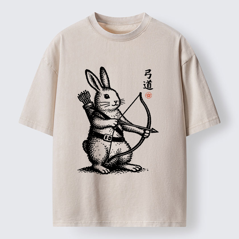 Tokyo-Tiger Rabbit Shooting Arrows Washed T-Shirt
