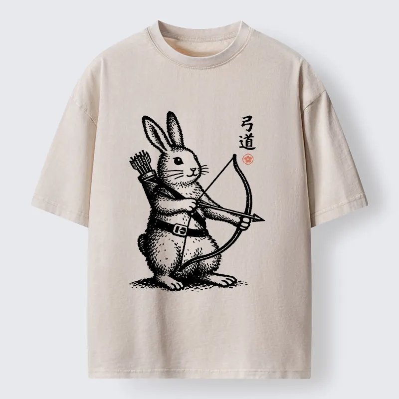 Tokyo-Tiger Rabbit Shooting Arrows Washed T-Shirt Sale