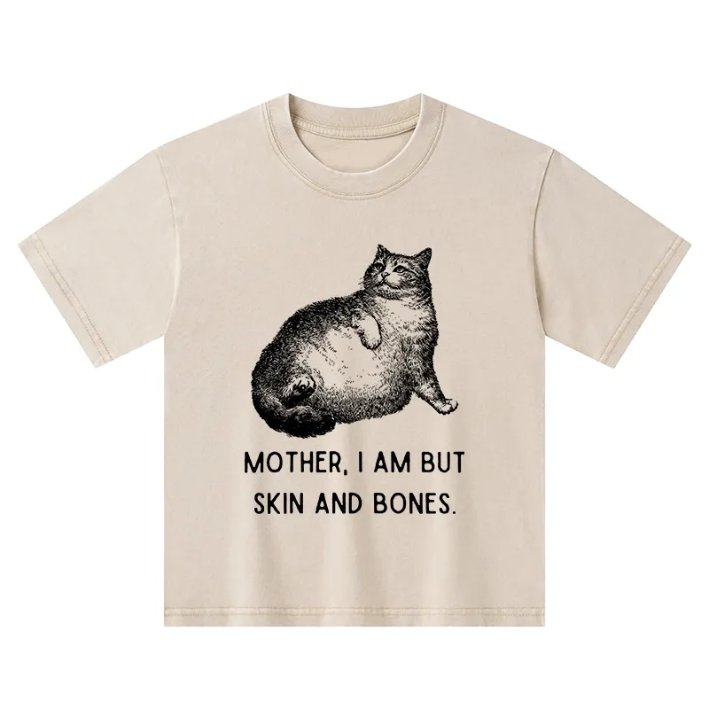 Tokyo-Tiger Skin & Bones Cat Kids Washed T-Shirt