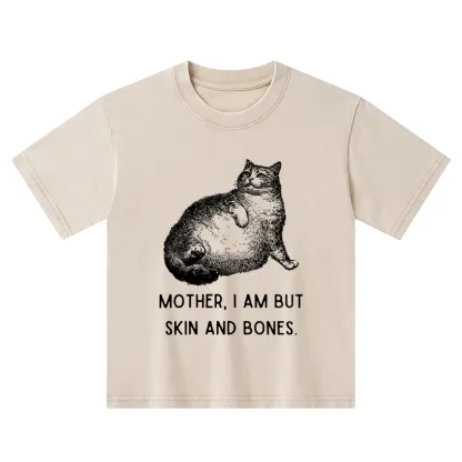 Tokyo-Tiger Skin & Bones Cat Kids Washed T-Shirt