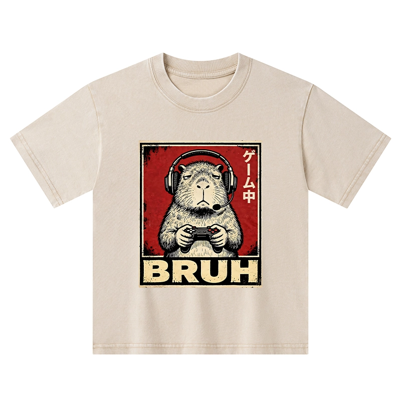 Tokyo-Tiger Funny Capybara Playing Games Kids Washed T-Shirt