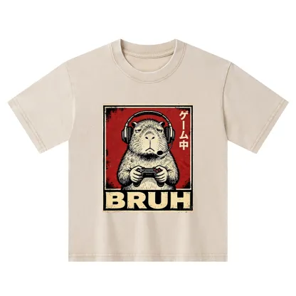 Tokyo-Tiger Funny Capybara Playing Games Kids Washed T-Shirt