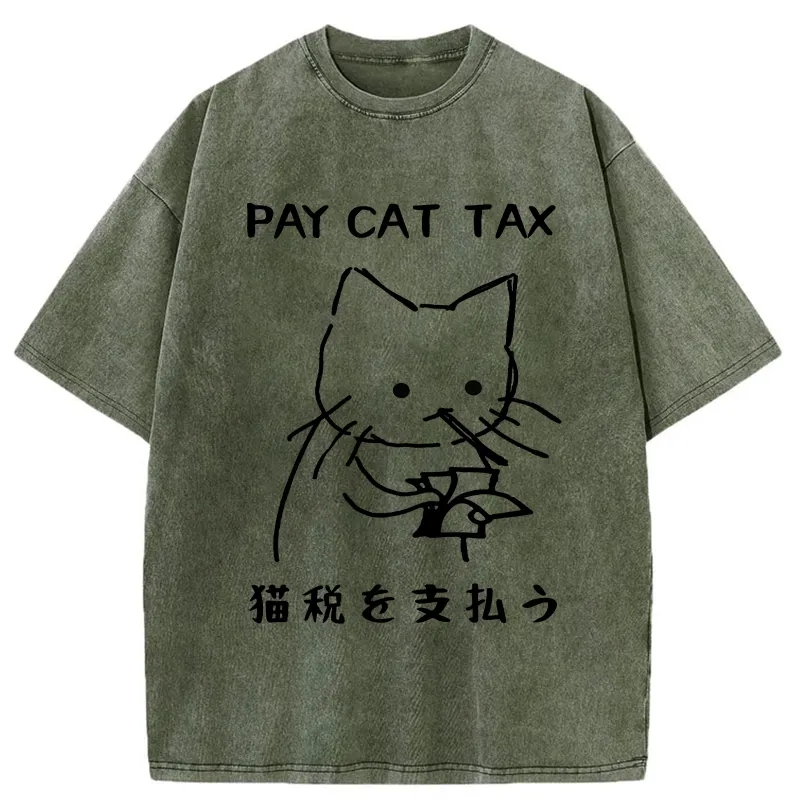 Tokyo-Tiger Pay Cat Tax Washed T-Shirt