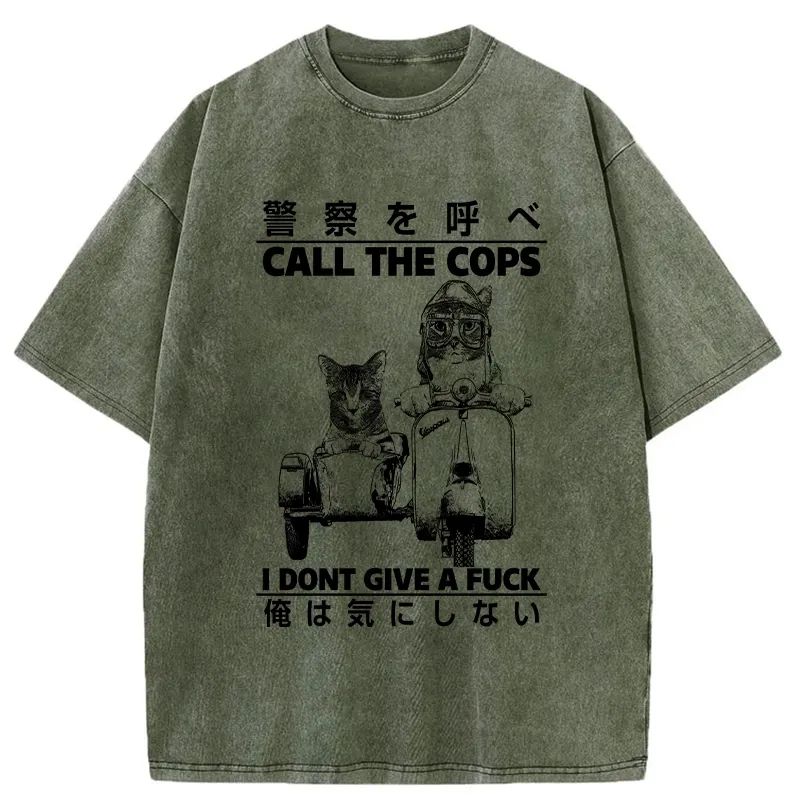 Tokyo-Tiger Funny Cat Riding A Motorcycle Washed T-Shirt