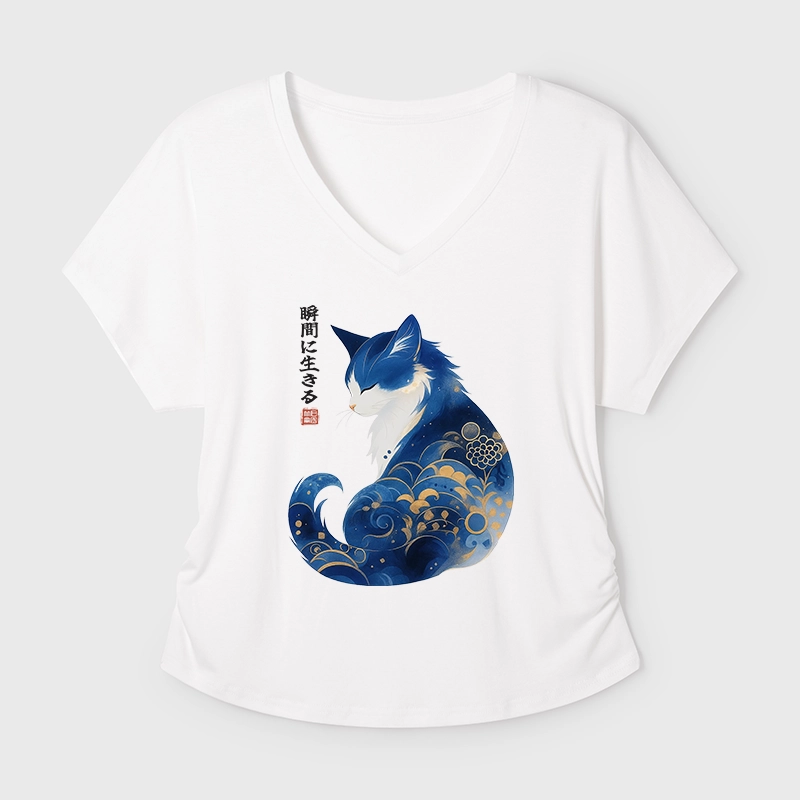 Tokyo-Tiger Retro Zen Cat: Living the Present Modal Dolman Sleeve T-Shirt